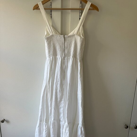 Reformation White Linen Tank Bodice Ruffle Sun Dress - Size 2 - Picture 6 of 7
